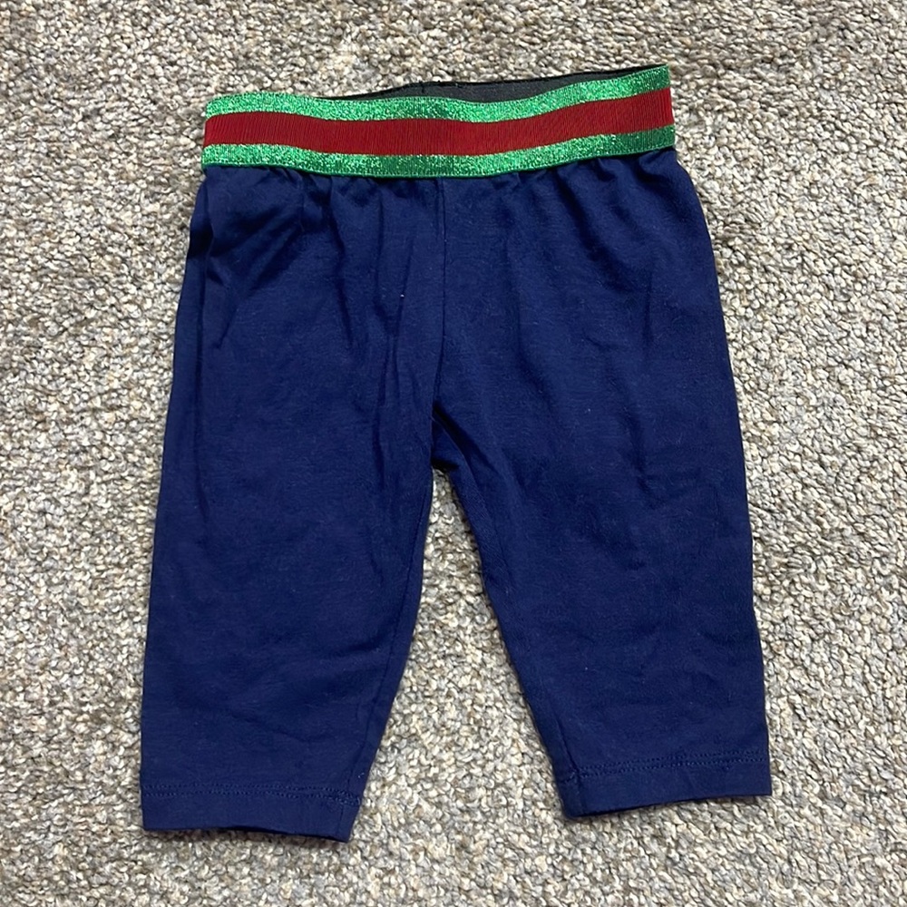 Gucci Blue Pattern Print Infant Girls' Web-Trimmed Leggings